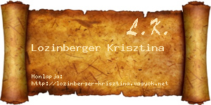 Lozinberger Krisztina névjegykártya